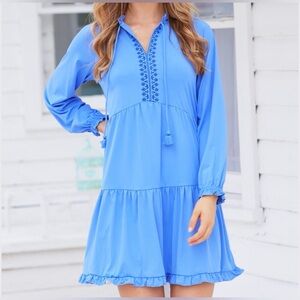 Cabana life Tiered Ruffle Dress in Periwinkle Blue
